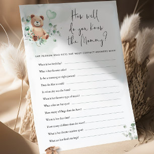 Bear Baby Shower Game - How Well Do You Know Mummy