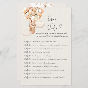 Bear Baby Shower Game - Over or Under