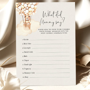 Bear Baby Shower Game What Did Mummy Say