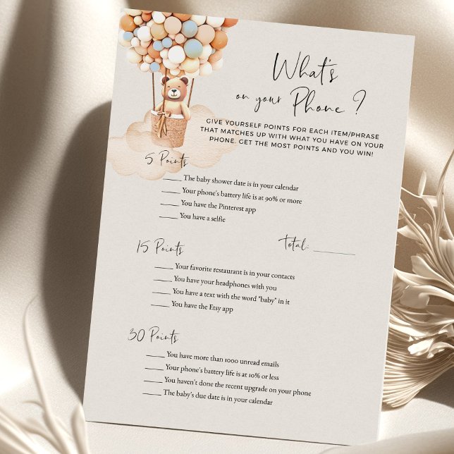 Bear Baby Shower Game Whats On Your Phone? (Creator Uploaded)