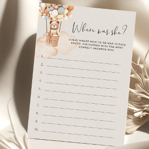 Bear Baby Shower Game - Where Was She?