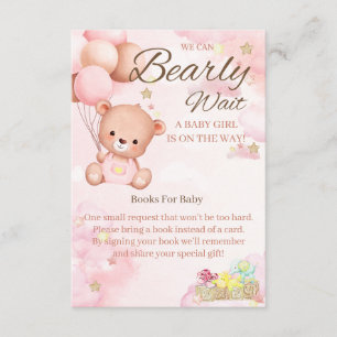 Bear Baby Shower Girl Books For Baby Enclosure Card