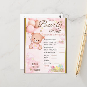 Bear Baby Shower Girl Game Postcard