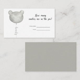 Bear baby shower guess how many candies enclosure card
