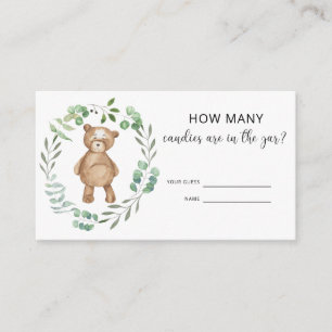 Bear baby shower guess how many candies in jar enclosure card