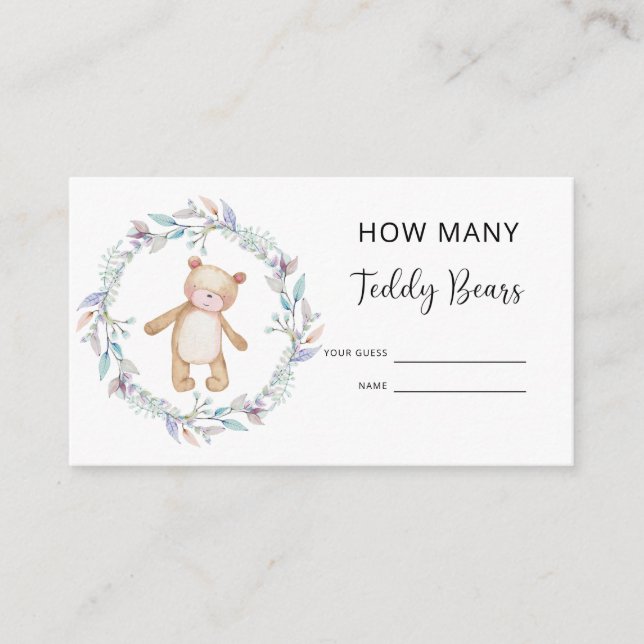 Bear baby shower guess how many teddy bears enclosure card (Front)