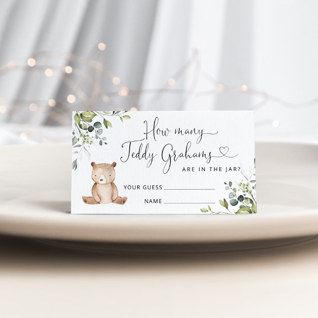 Bear baby shower guess how many teddy grahams enclosure card (Creator Uploaded)