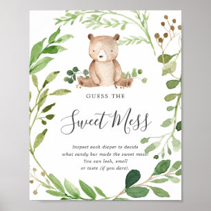 Bear Baby Shower Guess The Sweet Mess Poster