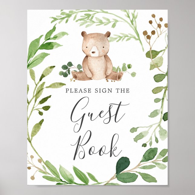 Bear Baby Shower Guestbook Sign (Front)