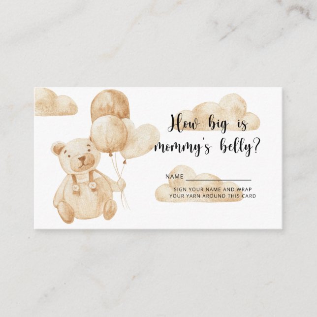 Bear baby shower how big is mummy's belly enclosure card (Front)