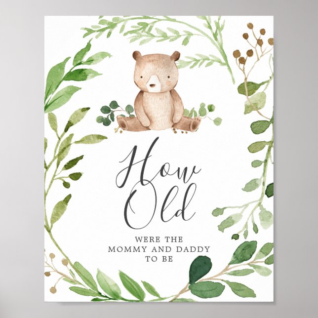 Bear Baby Shower How Old Were They Game Poster (Front)