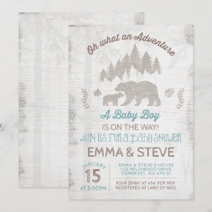 Bear Baby Shower Invitation Boy Adventure Shower