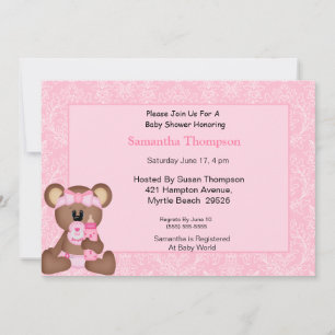 Bear Baby Shower Invitations (Pink)