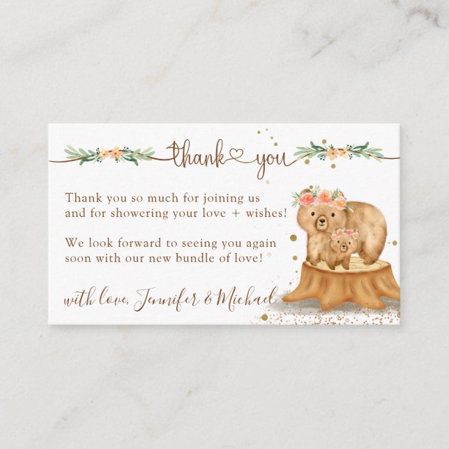 Bear Baby Shower New Mummy Thank You Enclosure Card (Front)