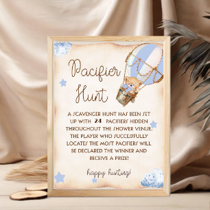 Bear baby shower pacifier hunt game sign