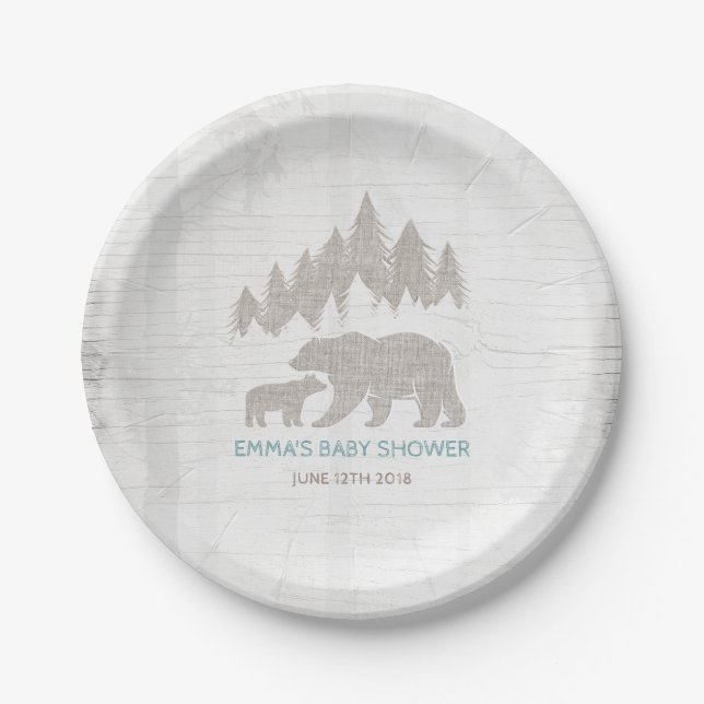 Bear Baby Shower Paper Plate Boy Adventure Shower (Front)