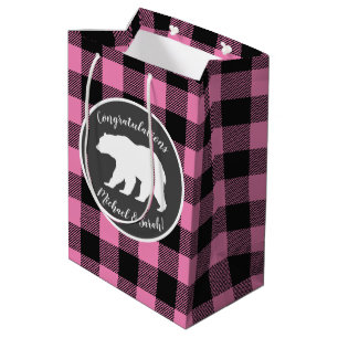 Bear Baby Shower Pink Medium Gift Bag