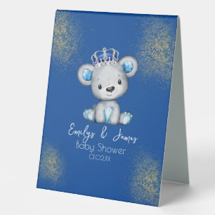 Bear Baby Shower Prince Sparkly Blue Boys