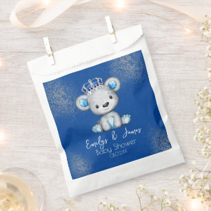 Bear Baby Shower Prince Sparkly Blue Boys Favour Bag