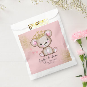 Bear Baby Shower Princess Sparkly Pink Favour Bag