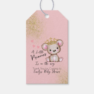Bear Baby Shower Princess Sparkly Pink Gift Tags