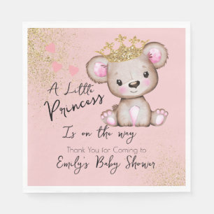 Bear Baby Shower Princess Sparkly Pink Napkin