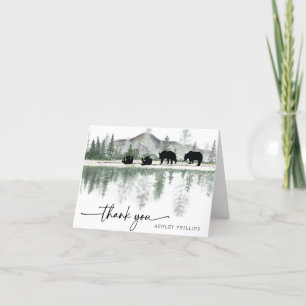 Bear Baby Shower Rustic Mountains Thank You Card