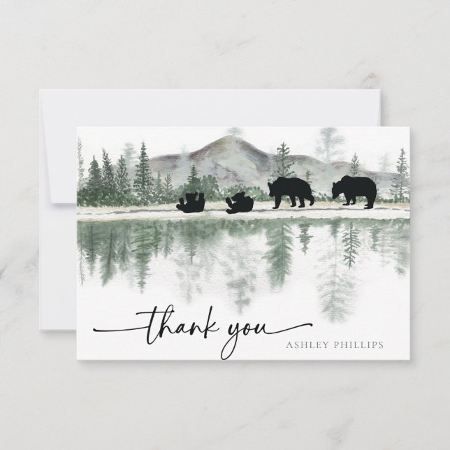 Bear Baby Shower | Rustic Mountains  Thank You Card (Front)