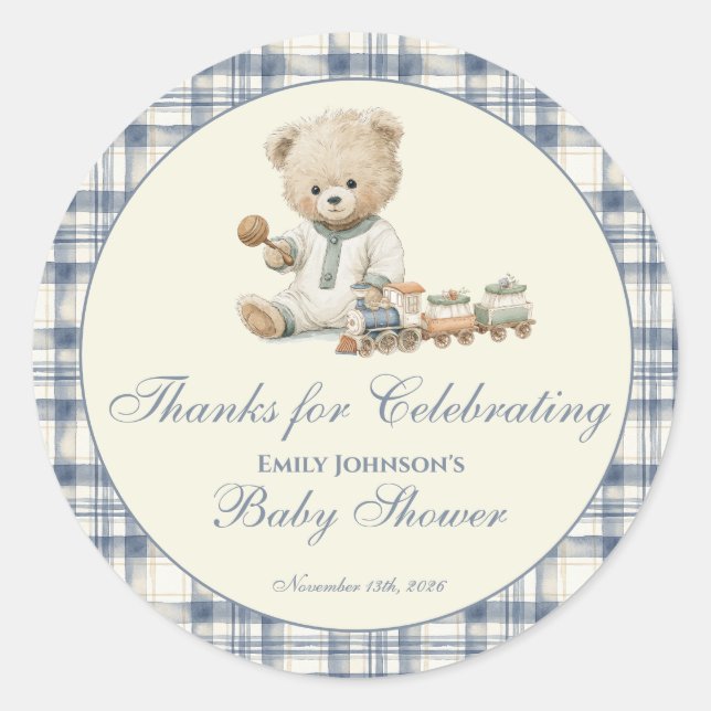 Bear Baby Shower Stickers (Front)