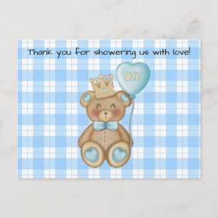 Bear Baby Shower Thank You Post Card