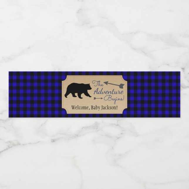Bear Baby Shower Water Bottle Labels (Single Label)