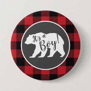 Bear Baby Shower Woodland Lodge 7.5 Cm Round Badge