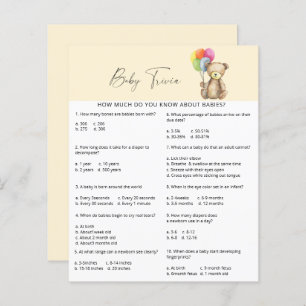 Bear - Baby Trivia Baby Shower Game