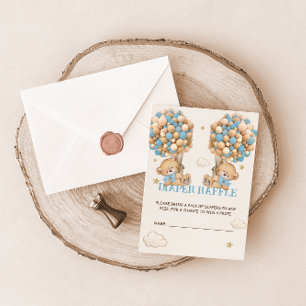 Bear Balloon Bearly Wait Twins Blue Diaper Raffle  Enclosure Card