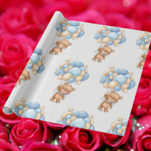 Bear Balloon Boy Cute Wrapping Paper