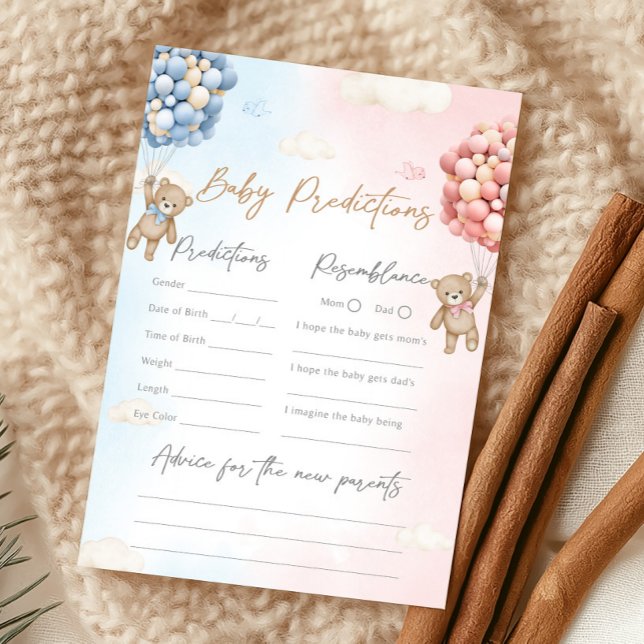 Bear Balloon Gender Reveal Baby Predictions Game (Bear Gender Reveal Game)