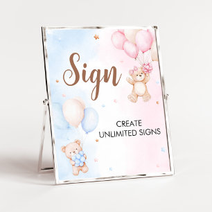 Bear Balloon Gender Reveal Sign