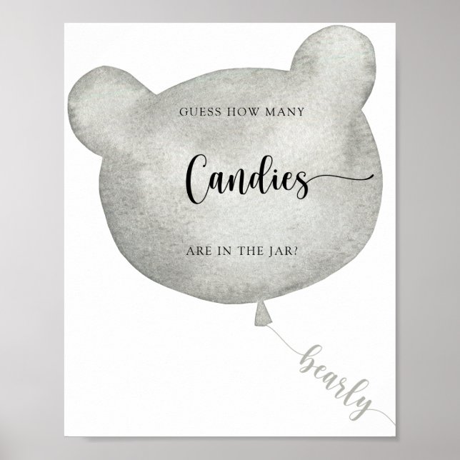 Bear Balloon guess how many candies poster (Front)