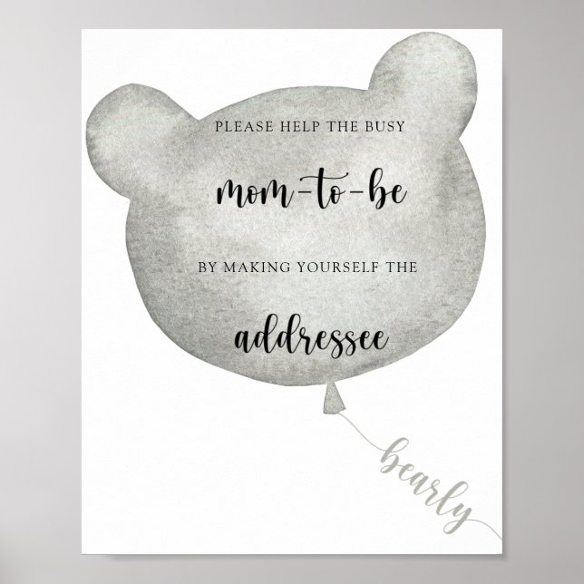 Bear Balloon Help the Busy Mum-to-Be Poster (Front)