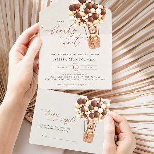 Bear Balloons Baby Shower All In One Invitation