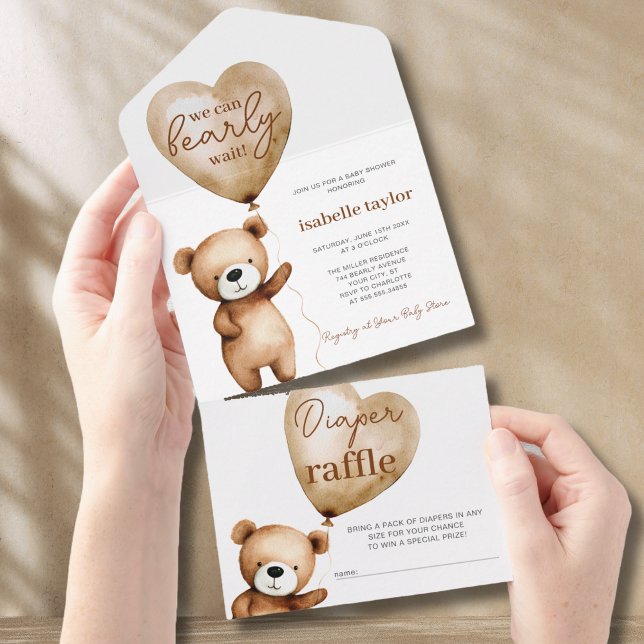 Bear Balloons Baby Shower All In One Invitation (Bear Balloons Baby Shower All In One Invitation)