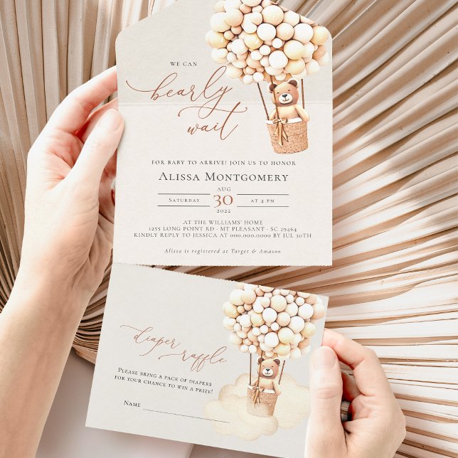 Bear Balloons Baby Shower All In One Invitation (Creator Uploaded)