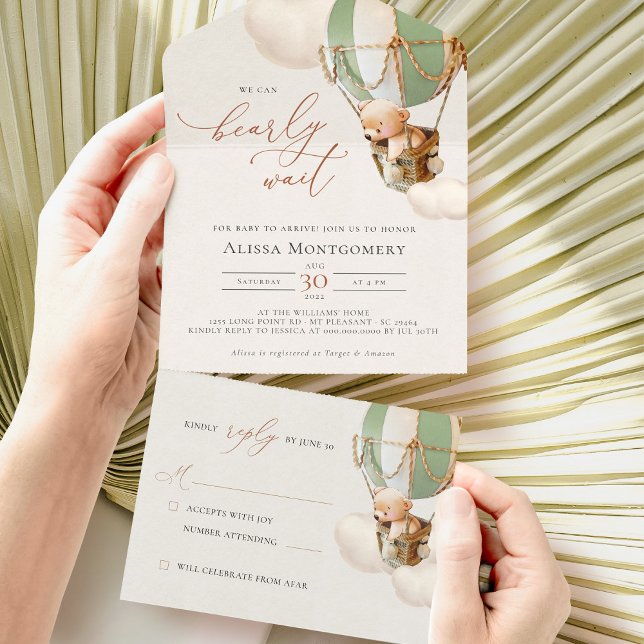 Bear Balloons Baby Shower All In One Invitation (Creator Uploaded)