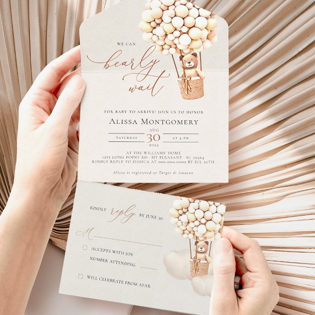 Bear Balloons Baby Shower All In One Invitation (Creator Uploaded)