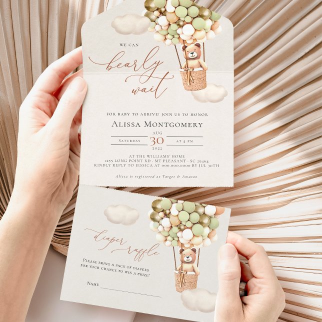 Bear Balloons Baby Shower All In One Invitation (Creator Uploaded)