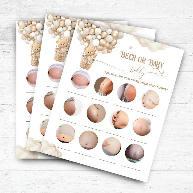 Bear Balloons Baby Shower Beer or Baby Belly Game (Creator Uploaded)