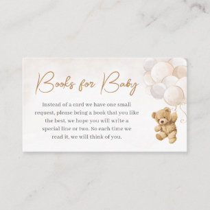 Bear Balloons Baby Shower Books for Baby Enclosure Card