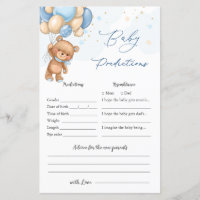 Bear Balloons Baby Shower Game Baby Prediction