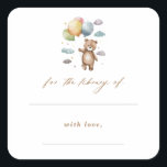 Bear & Balloons Baby Shower Library Bookplates Square Sticker<br><div class="desc">Bear & Balloons Baby Shower Library Bookplates</div>