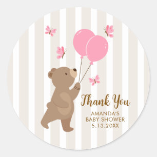 Bear Balloons Baby Shower party favour sticker